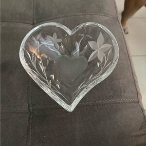 Heart-Shaped Glass Bowl with Floral Design